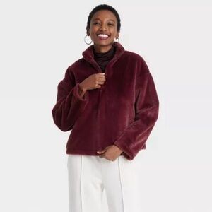 A NEW DAY Faux Fur Quarter Zip Sweatshirt